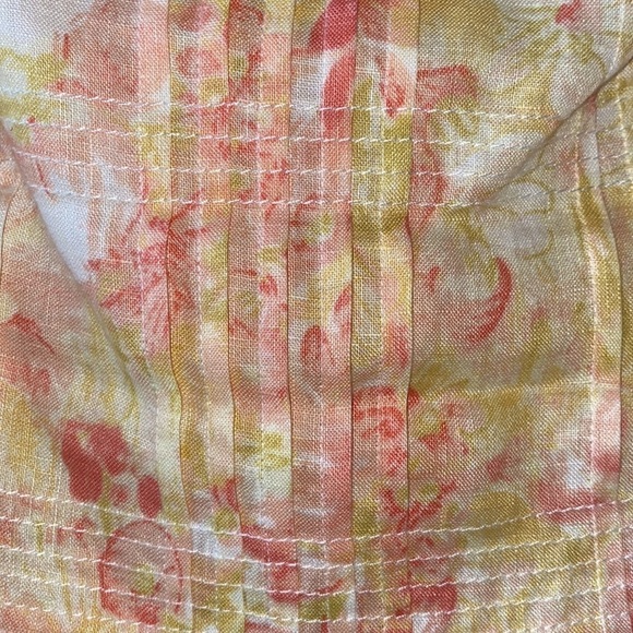 Ann Taylor Floral Linen Flounce Hem Spaghetti Strap A-Line Midi Dress - Picture 8 of 14